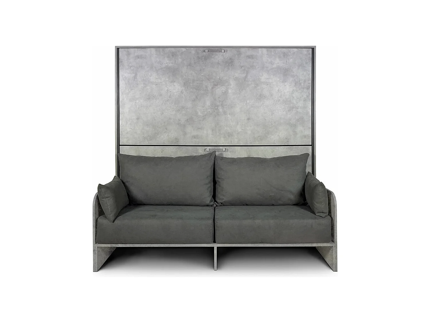 Armoire lit escamotable horizontal superposé 2 couchages 85 Kando Sofa avec matelas Gris Béton -A20