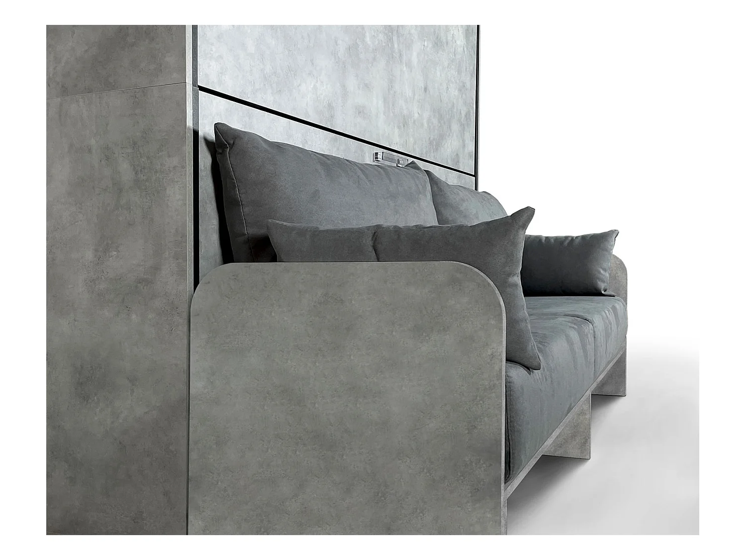 Kando Doppel-Schrankbett mit Betonsofa, grau