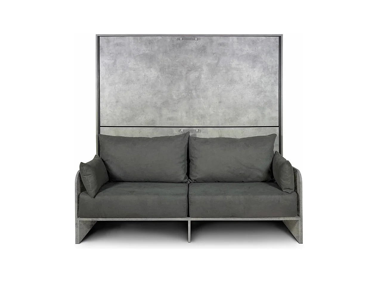 Kando Doppel-Schrankbett mit Betonsofa, grau