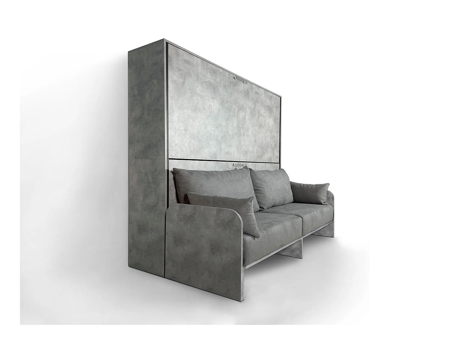 Kando Doppel-Schrankbett mit Betonsofa, grau