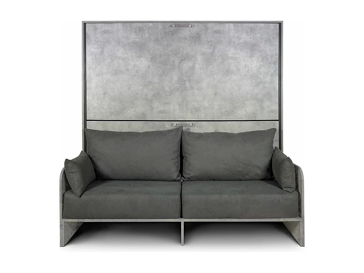 Armoire lit escamotable horizontal superposé 2 couchages 85 Kando Sofa Gris Béton -A20