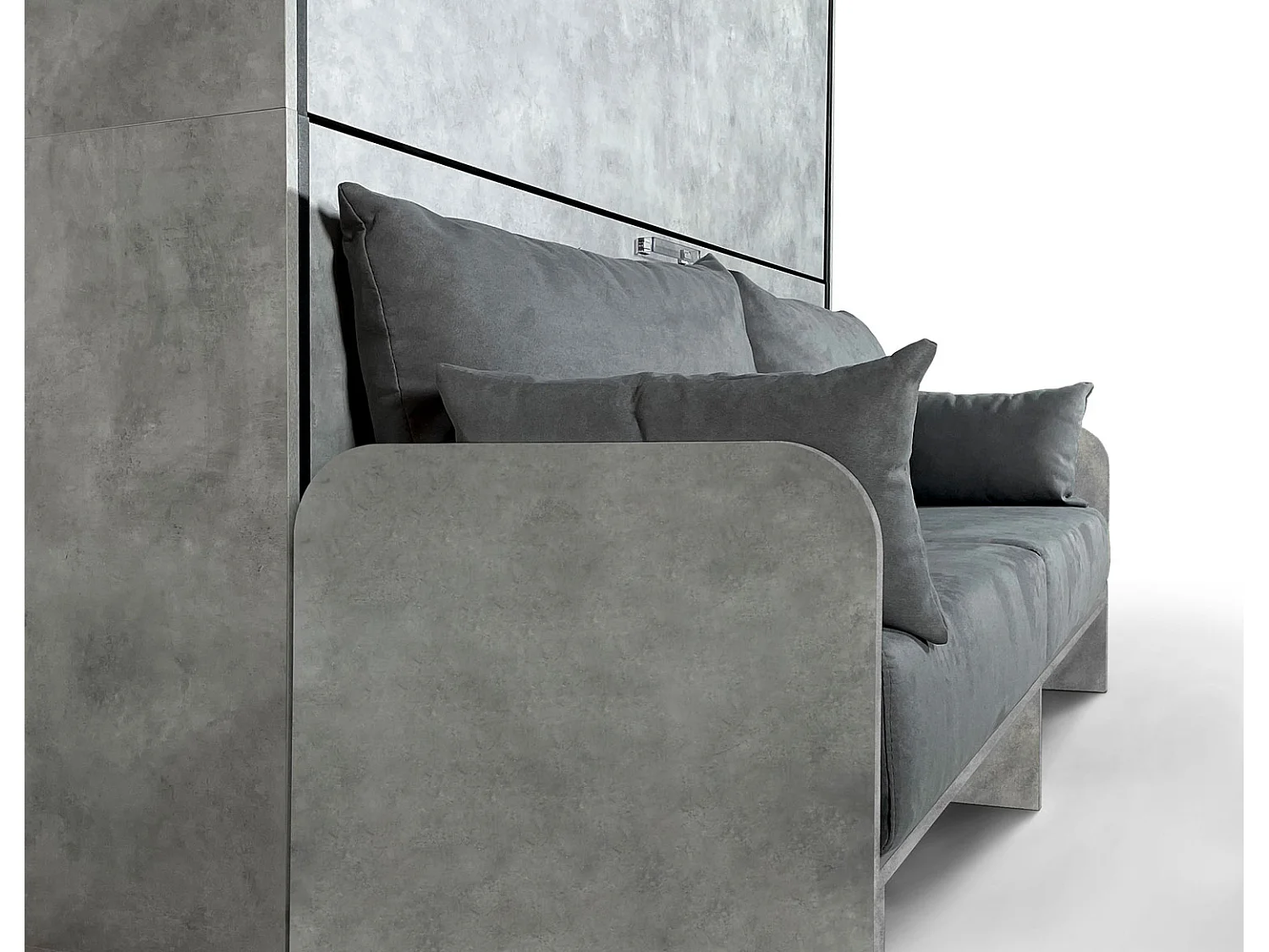 Armoire lit escamotable horizontal superposé 2 couchages 85 Kando Sofa Gris Béton -A20