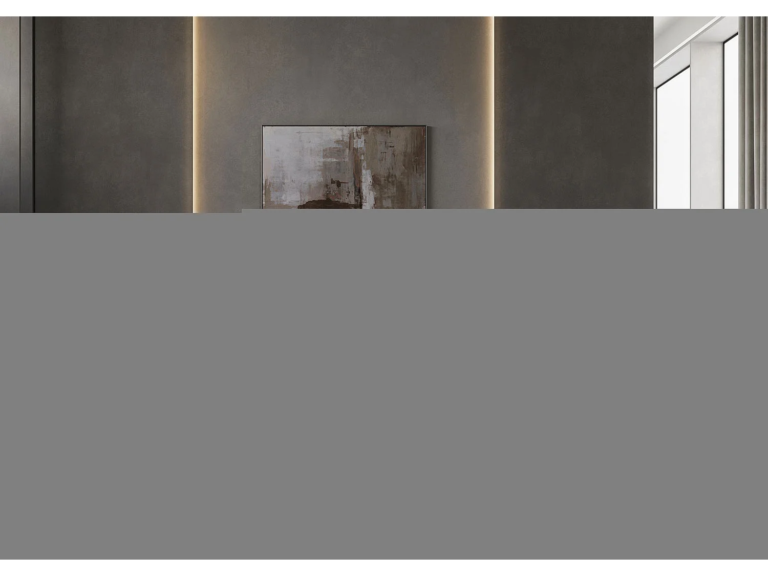 Lit king size coffre rembourré 200x200 microfibre gris Mika