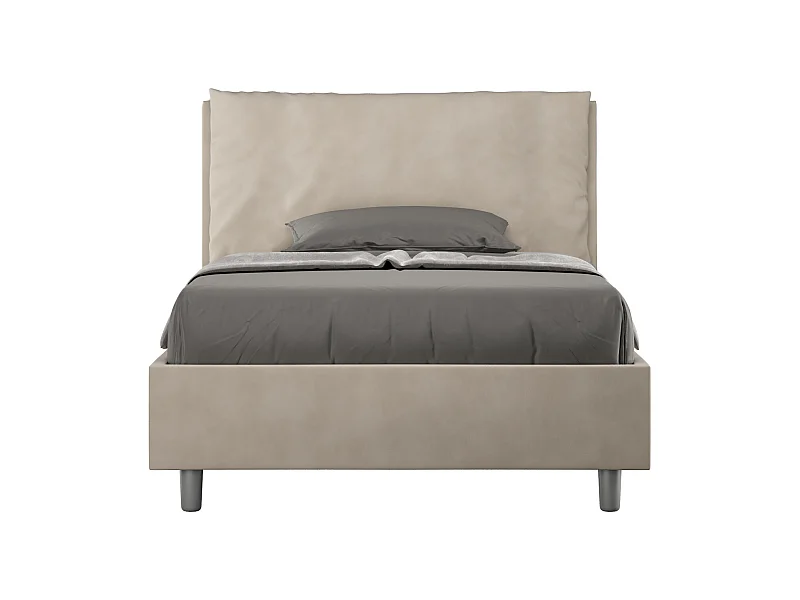Gepolstertes Bett mit Bettkasten 120x200 mit Mikrofaserbezug Sandfarbe Antea Large