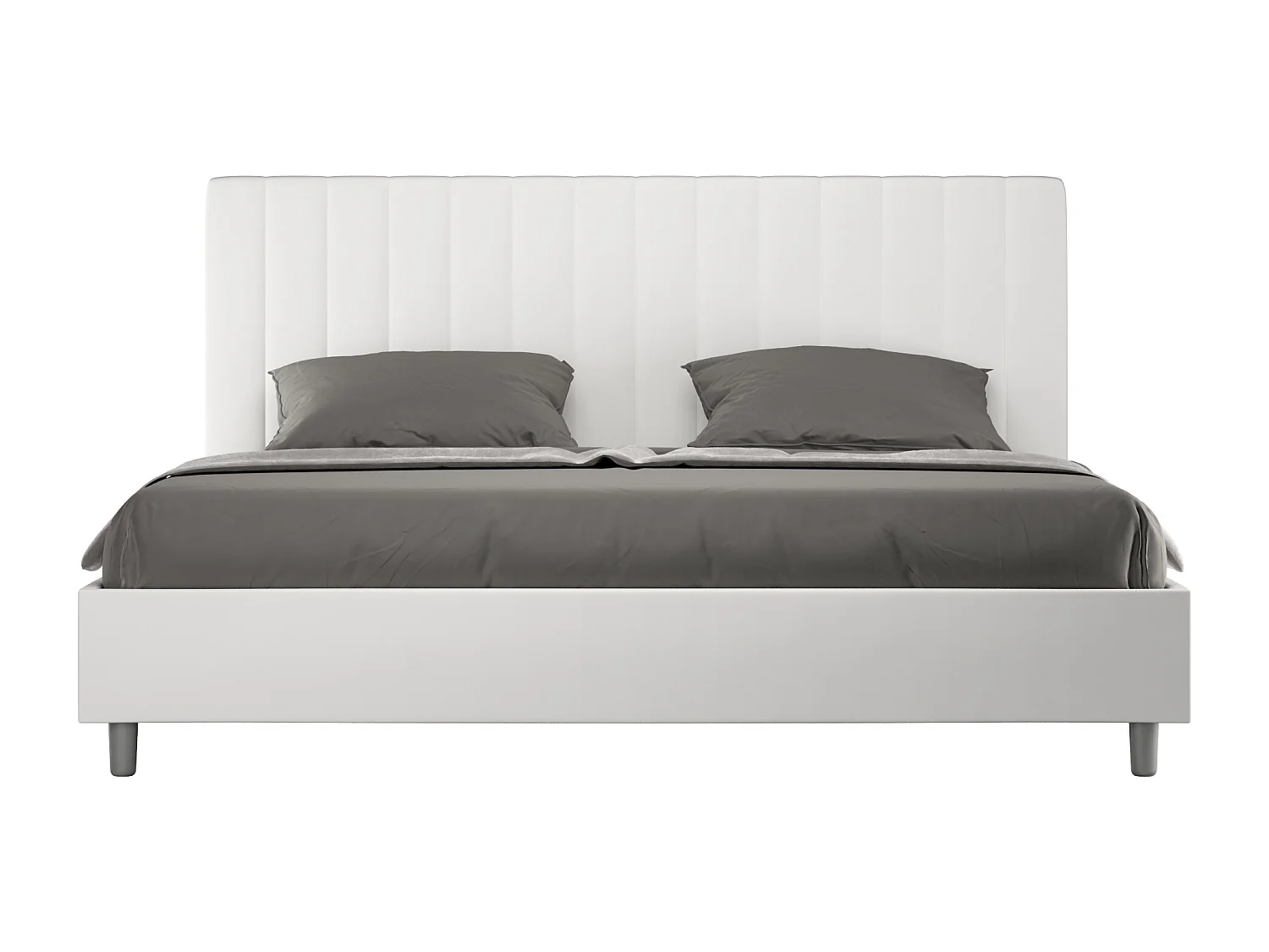 Letto matrimoniale king size contenitore imbottito 180x190 similpelle bianco Agueda