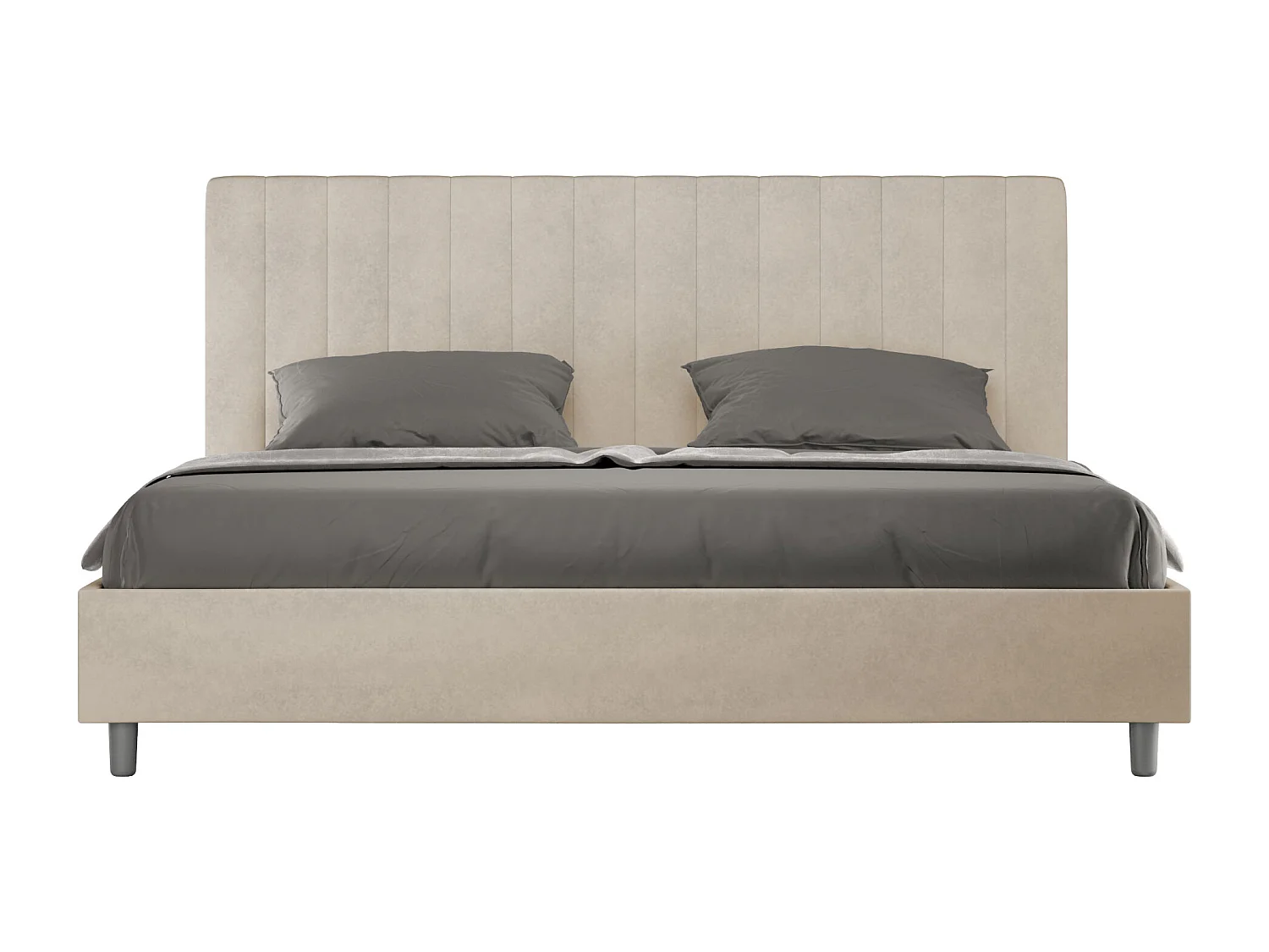 ityhome Letto matrimoniale king size contenitore imbottito 180x190 microfibra sabbia Agueda