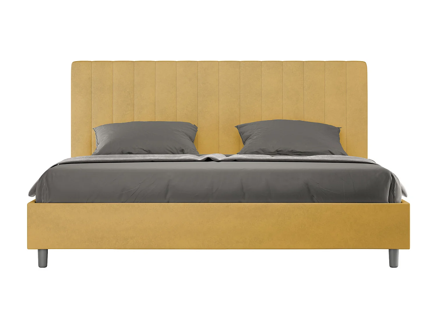 Cama matrimonial con almacenaje acolchada 200x200 microfibra ocre Agueda