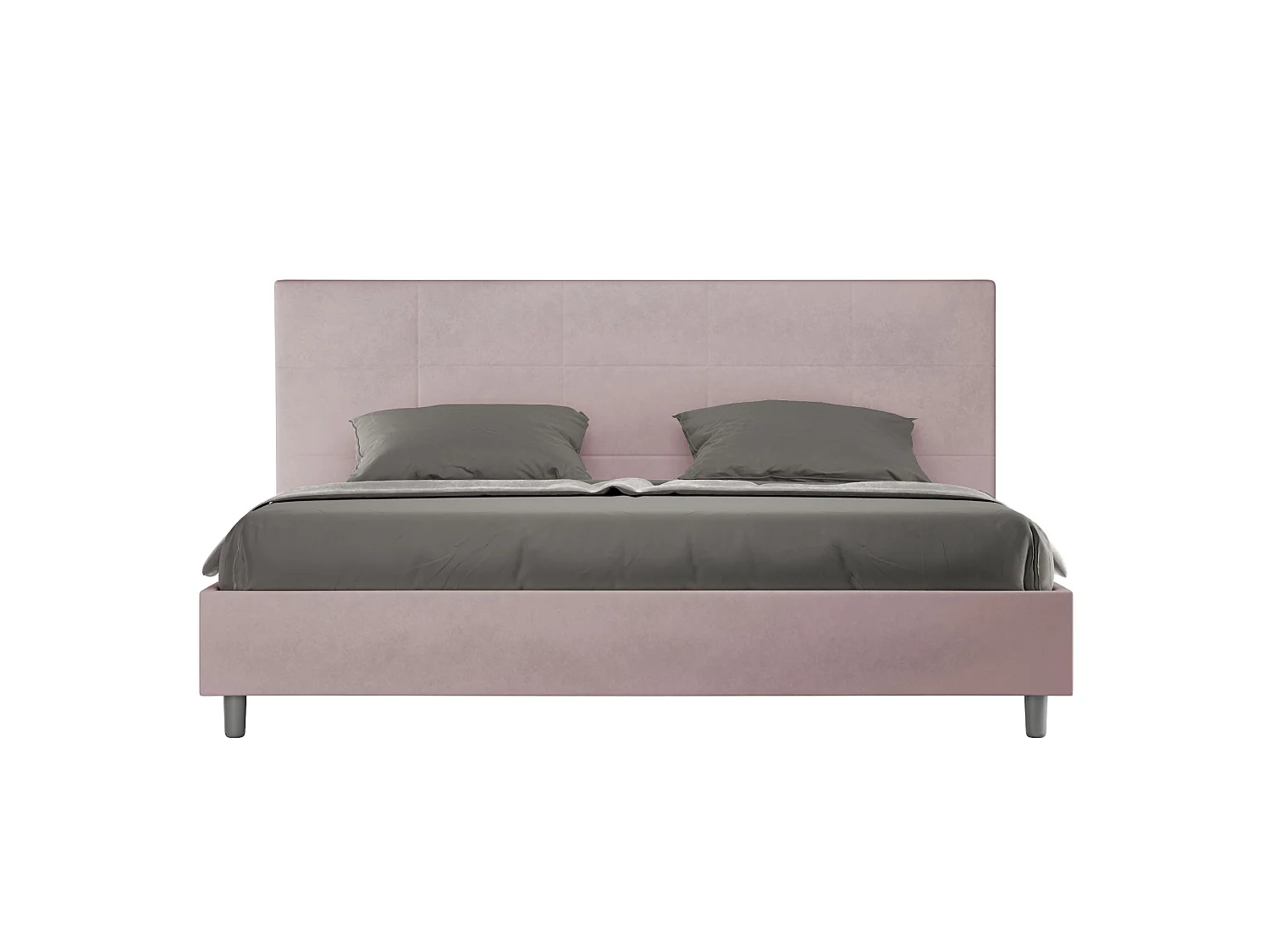 Lit king size coffre rembourré 180x200 microfibre lilas Mika