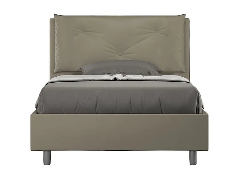 Cama de corpo e meio com arrumação estofada 120x210 pele sintética cappuccino Appia Large