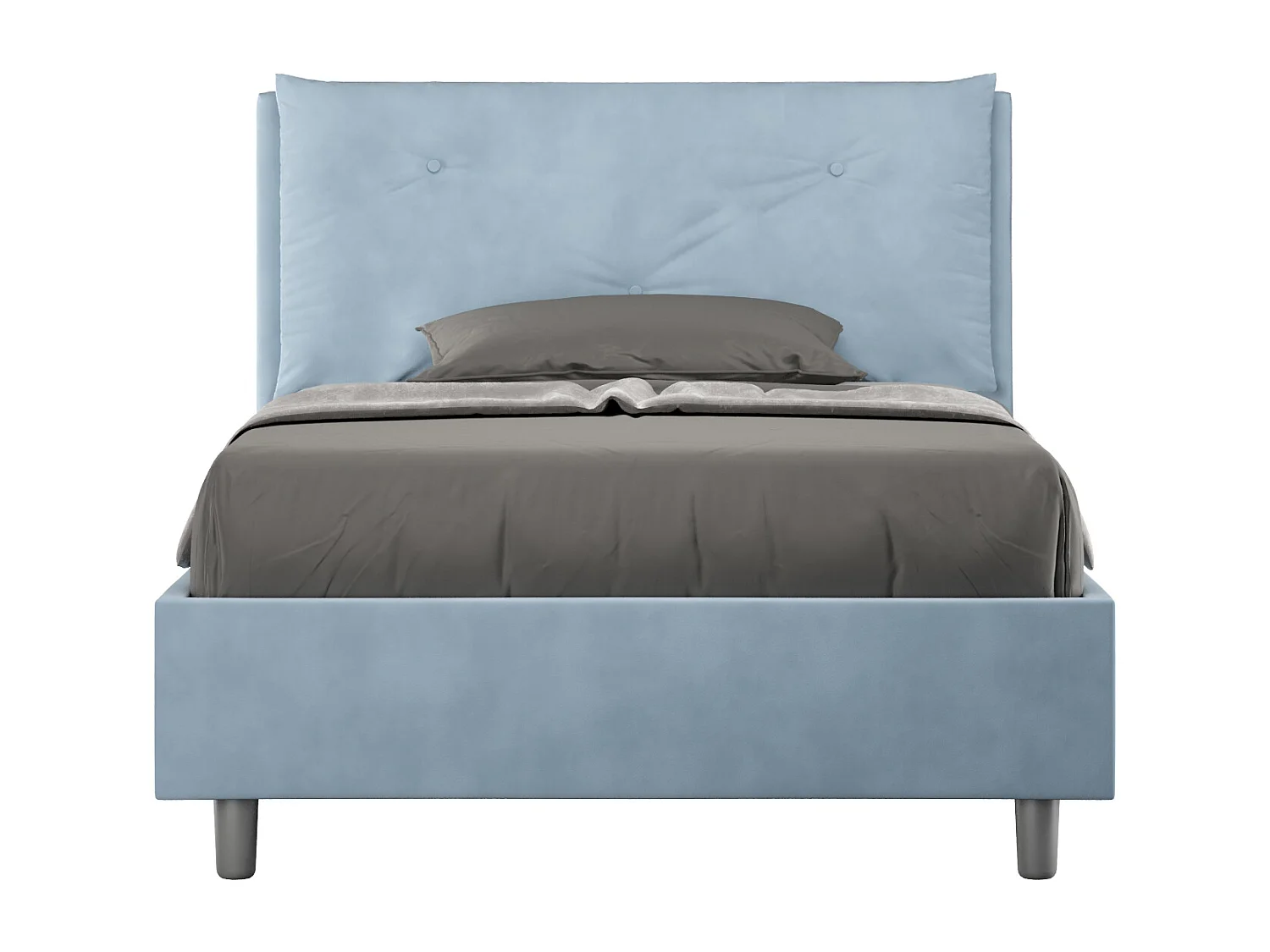 Lit 1 place et demi coffre rembourré 120x190 microfibre bleu clair Appia Large