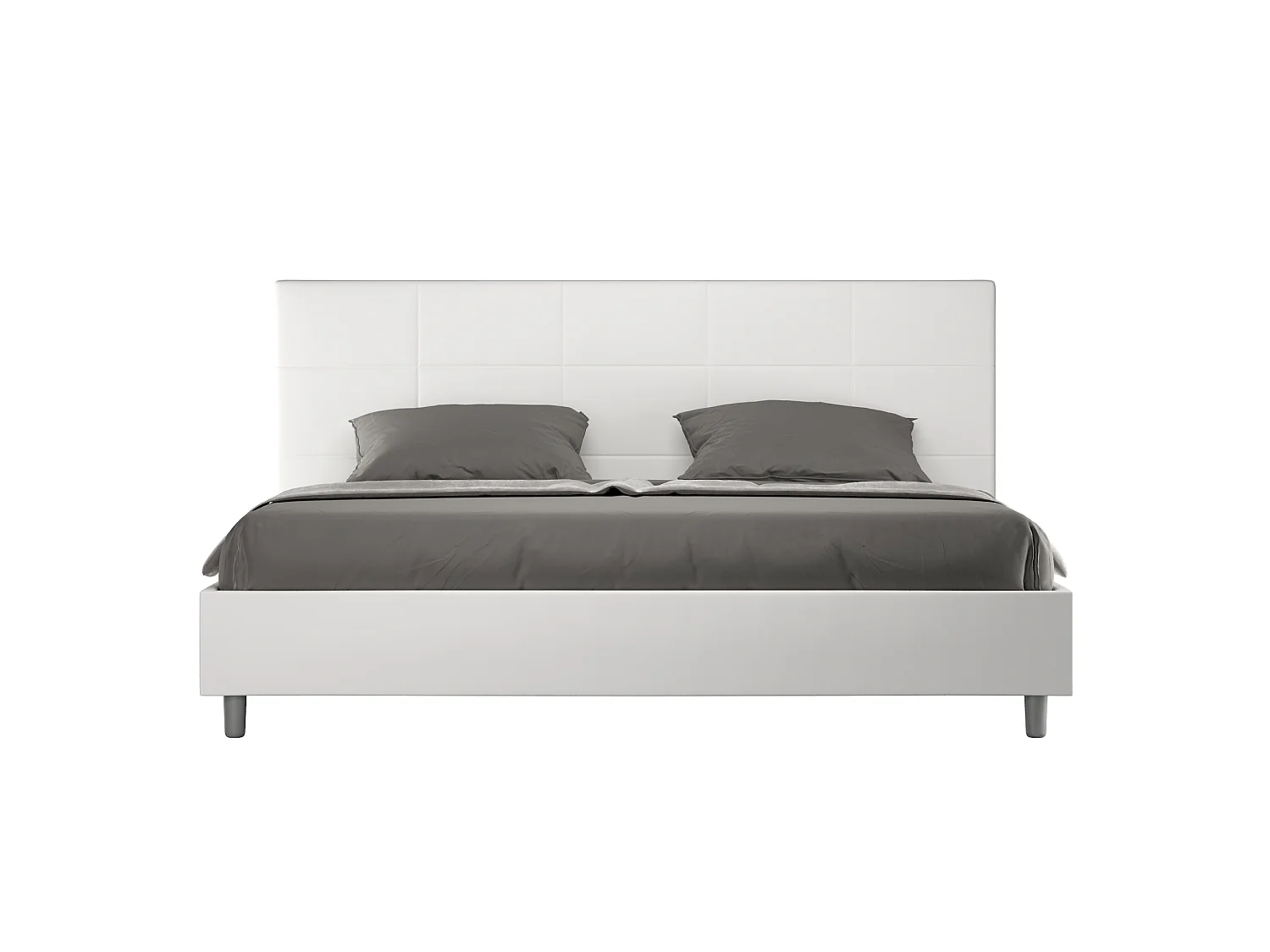 Lit king size coffre rembourré 180x210 similicuir blanc Mika