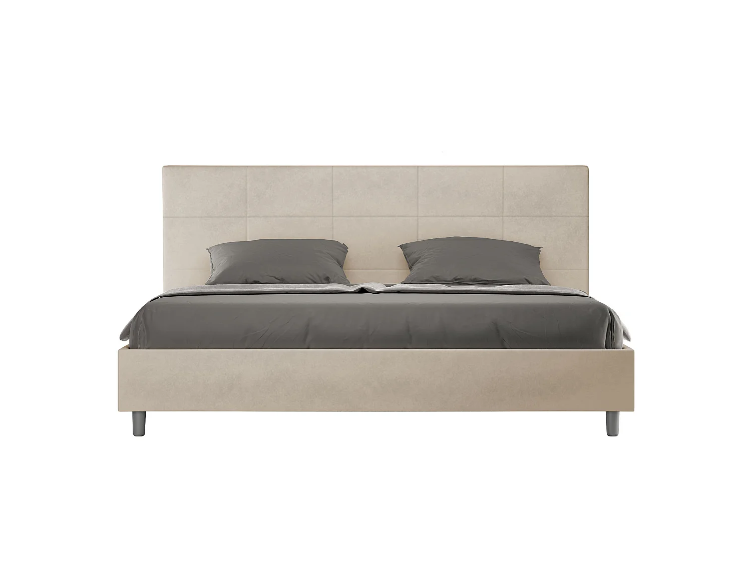 Gepolstertes Bett mit Bettkasten 180x190 mit Mikrofaserbezug Sandfarbe Mika