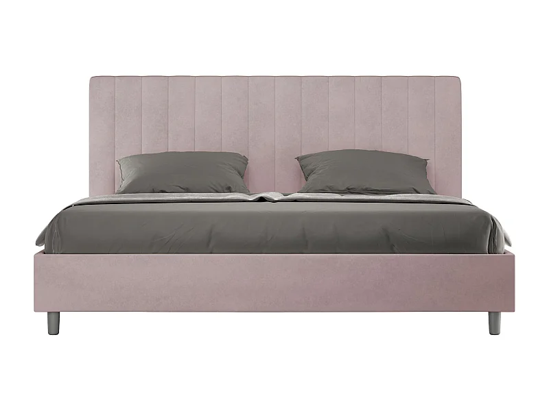 Cama matrimonial con almacenaje acolchada 180x210 microfibra lila Agueda