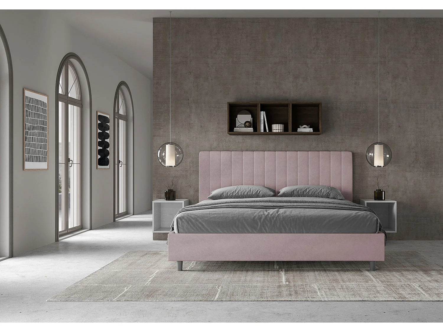 Gestoffeerd bed 180x210 met opbergruimte microvezel lila Agueda