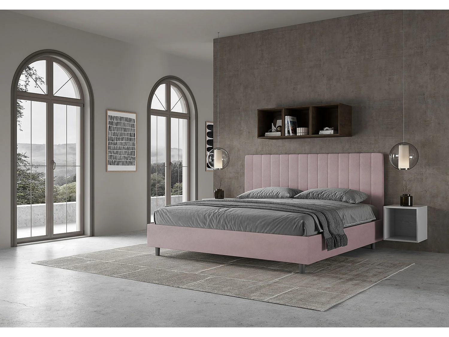 Gestoffeerd bed 180x210 met opbergruimte microvezel lila Agueda