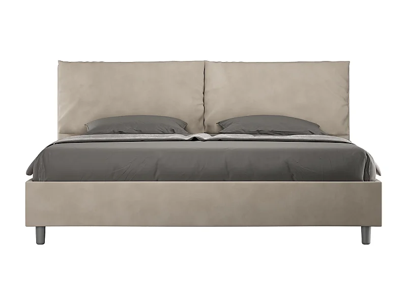 Cama matrimonial con almacenaje acolchada 200x200 microfibra arena Antea Large