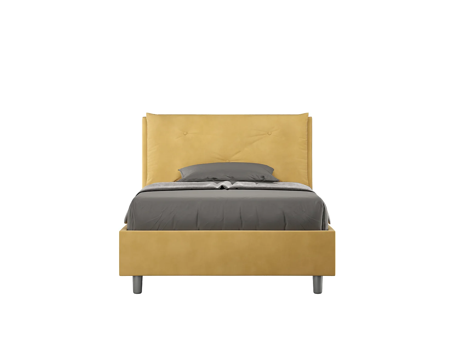 Lit 1 place et demi coffre rembourré 120x200 microfibre ocre Appia Large