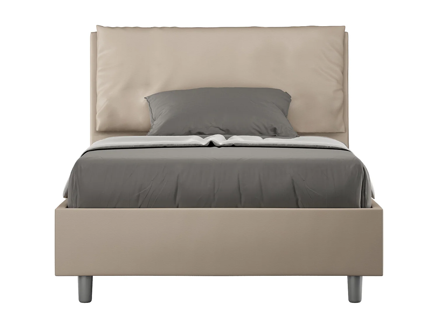 Lit 1 place et demi coffre rembourré 120x210 similicuir taupe Antea Large