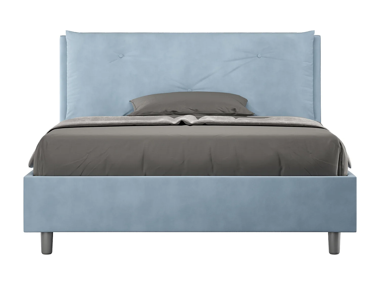 Letto matrimoniale francese contenitore imbottito 140x190 microfibra azzurro Appia Large