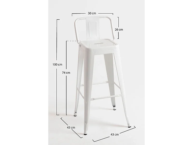Taburetes Altos - Taburete Torix Respaldo - Blanco