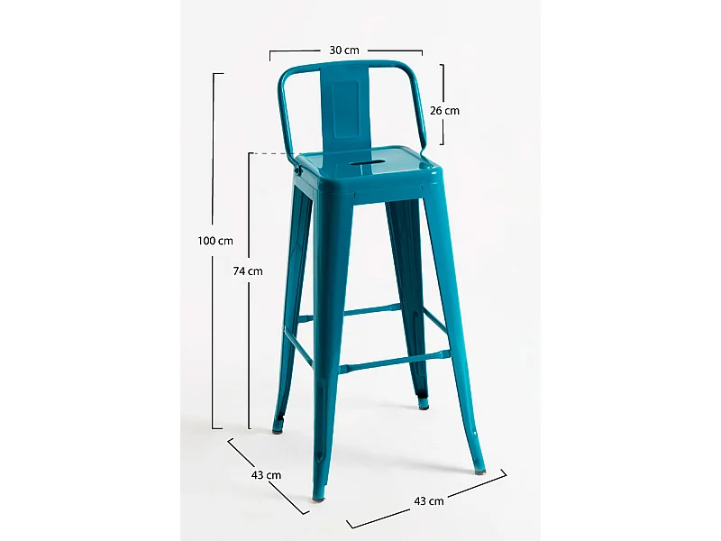 Taburetes Altos - Taburete Torix Respaldo - Verde azulado