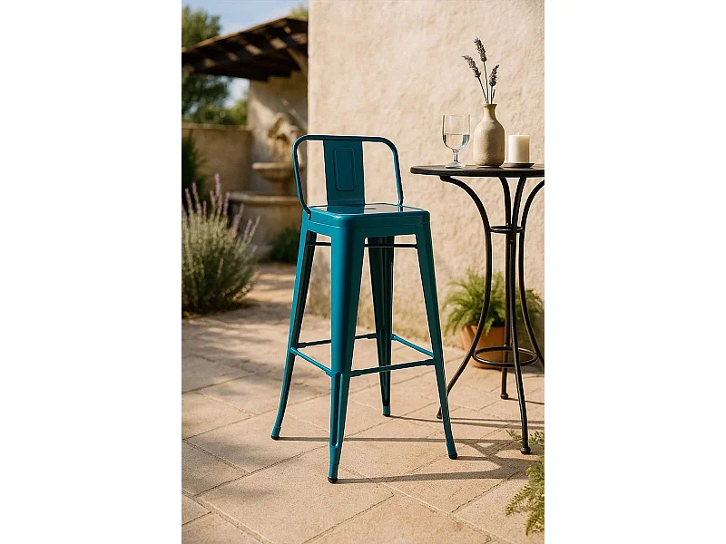 Taburetes Altos - Taburete Torix Respaldo - Verde azulado