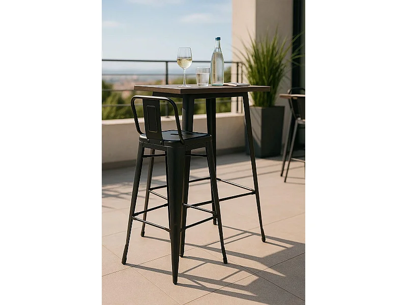 Taburetes Altos - Taburete Torix Respaldo - Negro mate