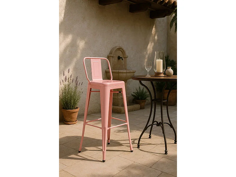 Taburetes Altos - Taburete Torix Respaldo - Rosa