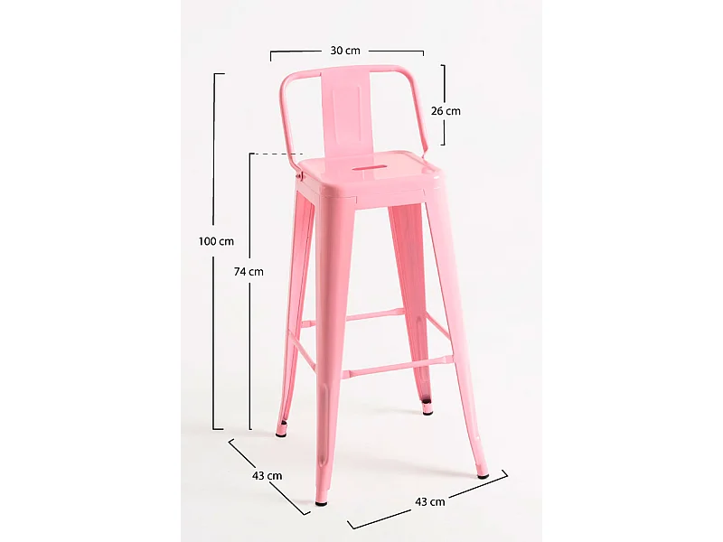 Taburetes Altos - Taburete Torix Respaldo - Rosa