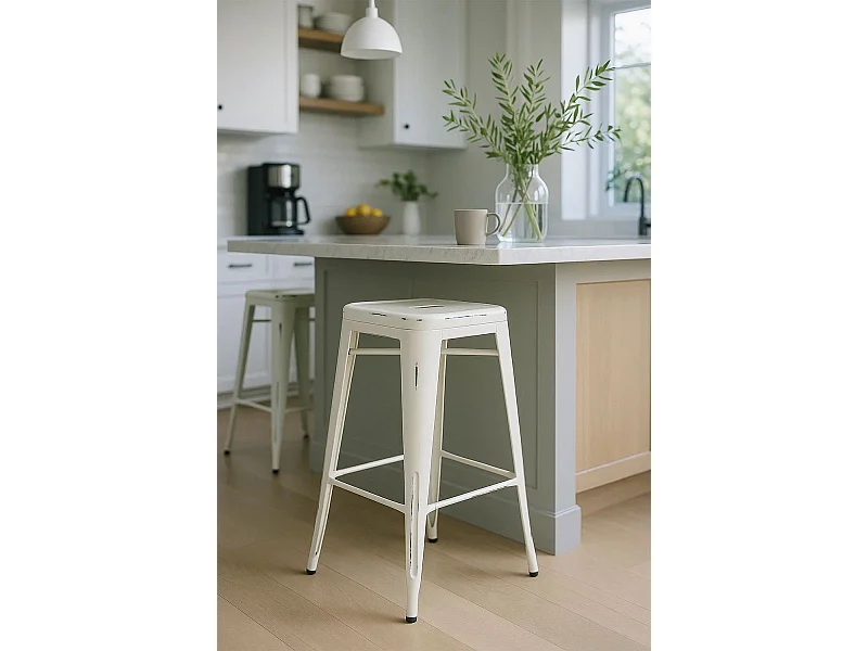 Taburetes Altos - Taburete Torix Vintage - Blanco vintage