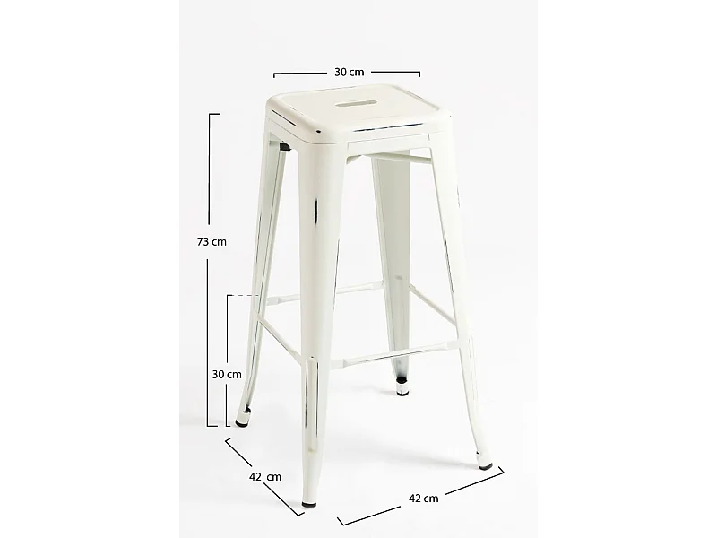 Taburetes Altos - Taburete Torix Vintage - Blanco vintage