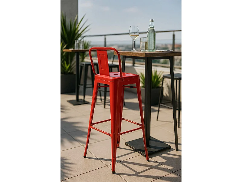 Taburetes Altos - Taburete Torix Respaldo - Rojo