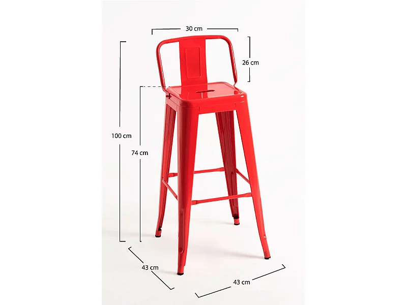 Taburetes Altos - Taburete Torix Respaldo - Rojo