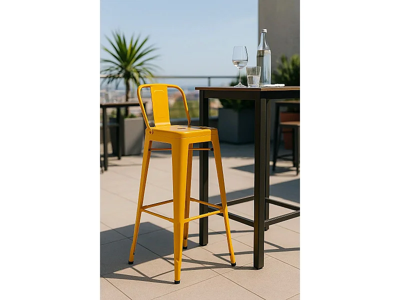 Taburetes Altos - Taburete Torix Respaldo - Naranja Azafrán