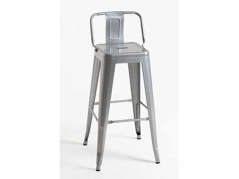 Taburetes Altos - Taburete Torix Respaldo - Gris metalizado