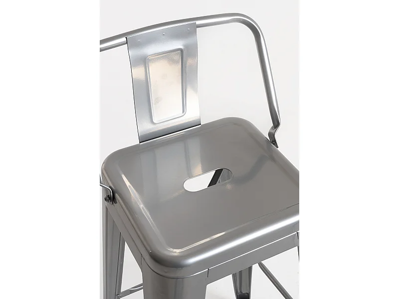 Taburetes Altos - Taburete Torix Respaldo - Gris metalizado