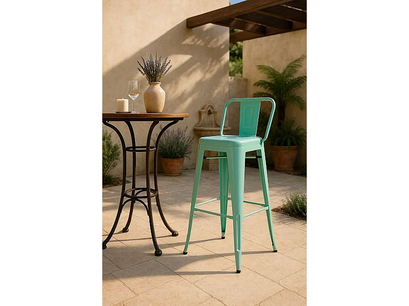 Taburetes Altos - Taburete Torix Respaldo - Verde menta