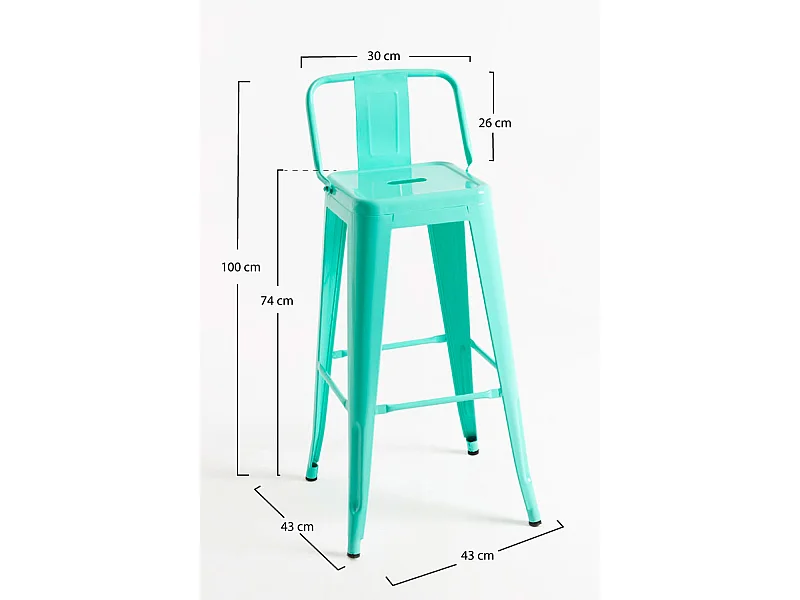 Taburetes Altos - Taburete Torix Respaldo - Verde menta