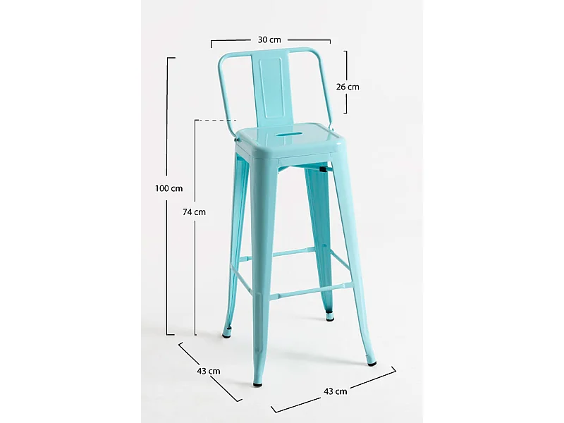 Taburetes Altos - Taburete Torix Respaldo - Azul cielo