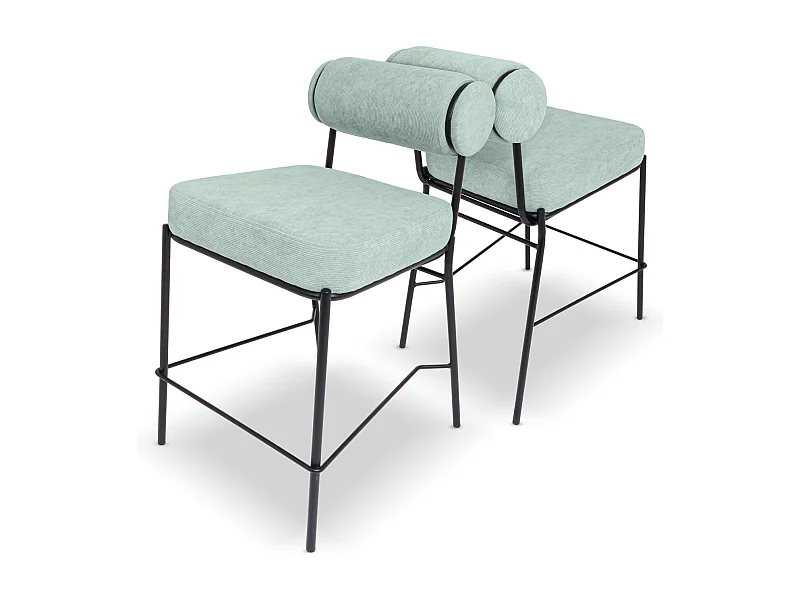 Sapporo - Conjunto de 2 tamboretes de design em metal e veludo a custo