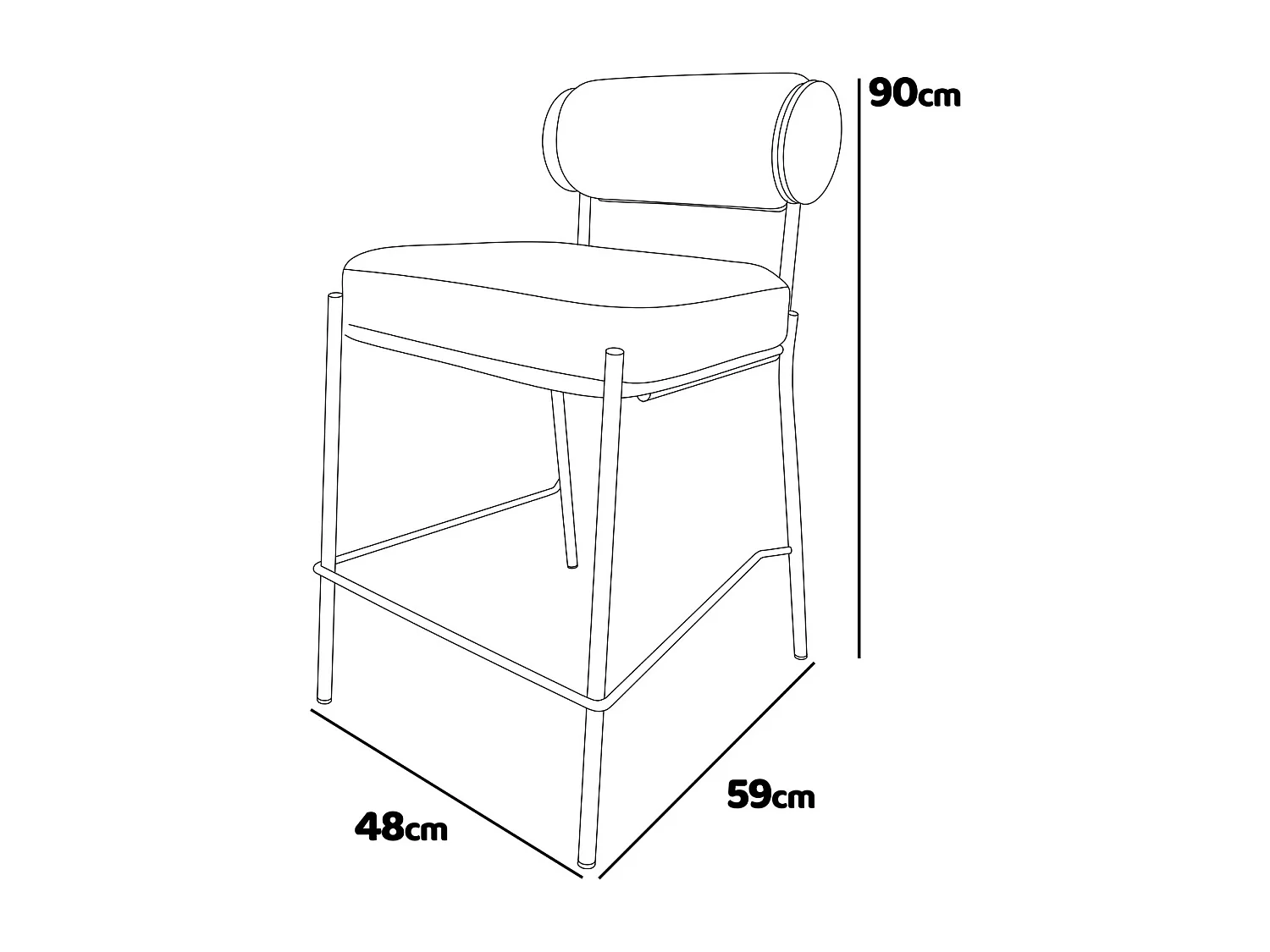 Sapporo - Lot de 2 tabourets design en métal et velours côtelé