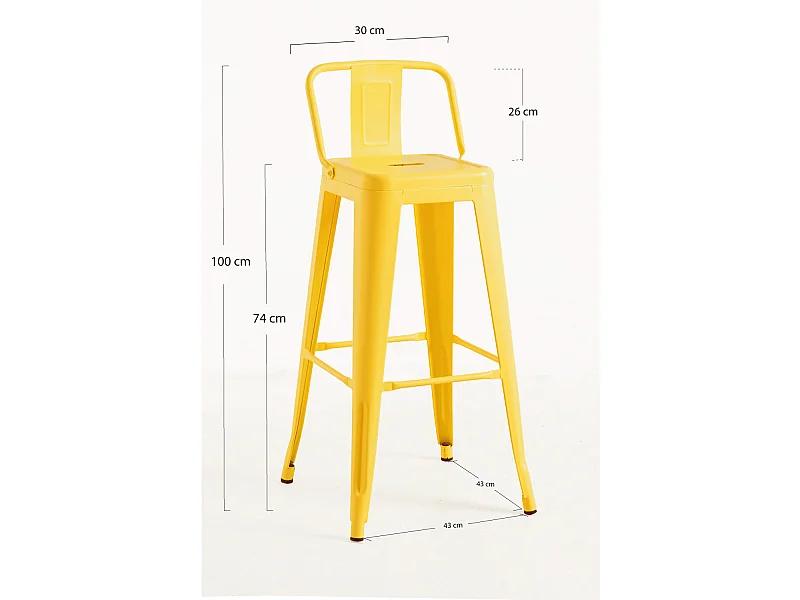 Taburetes Altos - Taburete Torix Respaldo - Amarillo Cuarzo