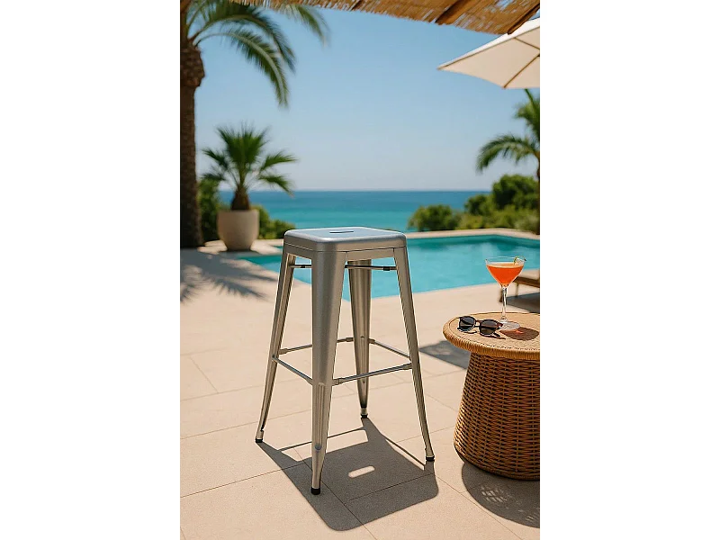 Taburetes Altos - Taburete Torix Alto - Gris metalizado