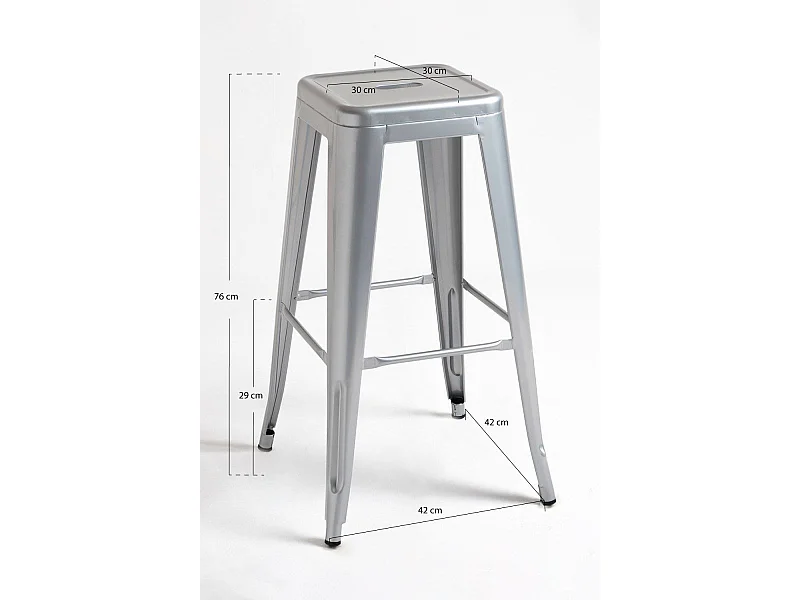 Taburetes Altos - Taburete Torix Alto - Gris metalizado