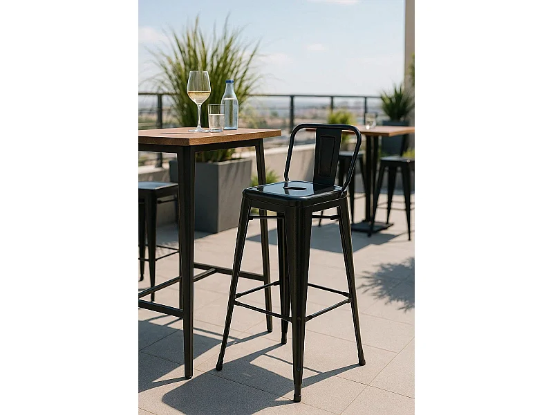 Taburetes Altos - Taburete Torix Respaldo - Negro