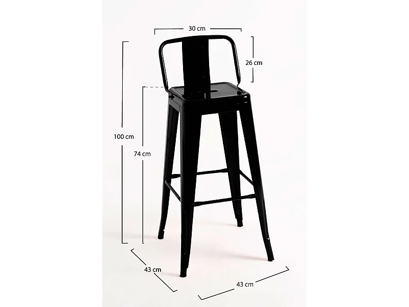 Taburetes Altos - Taburete Torix Respaldo - Negro