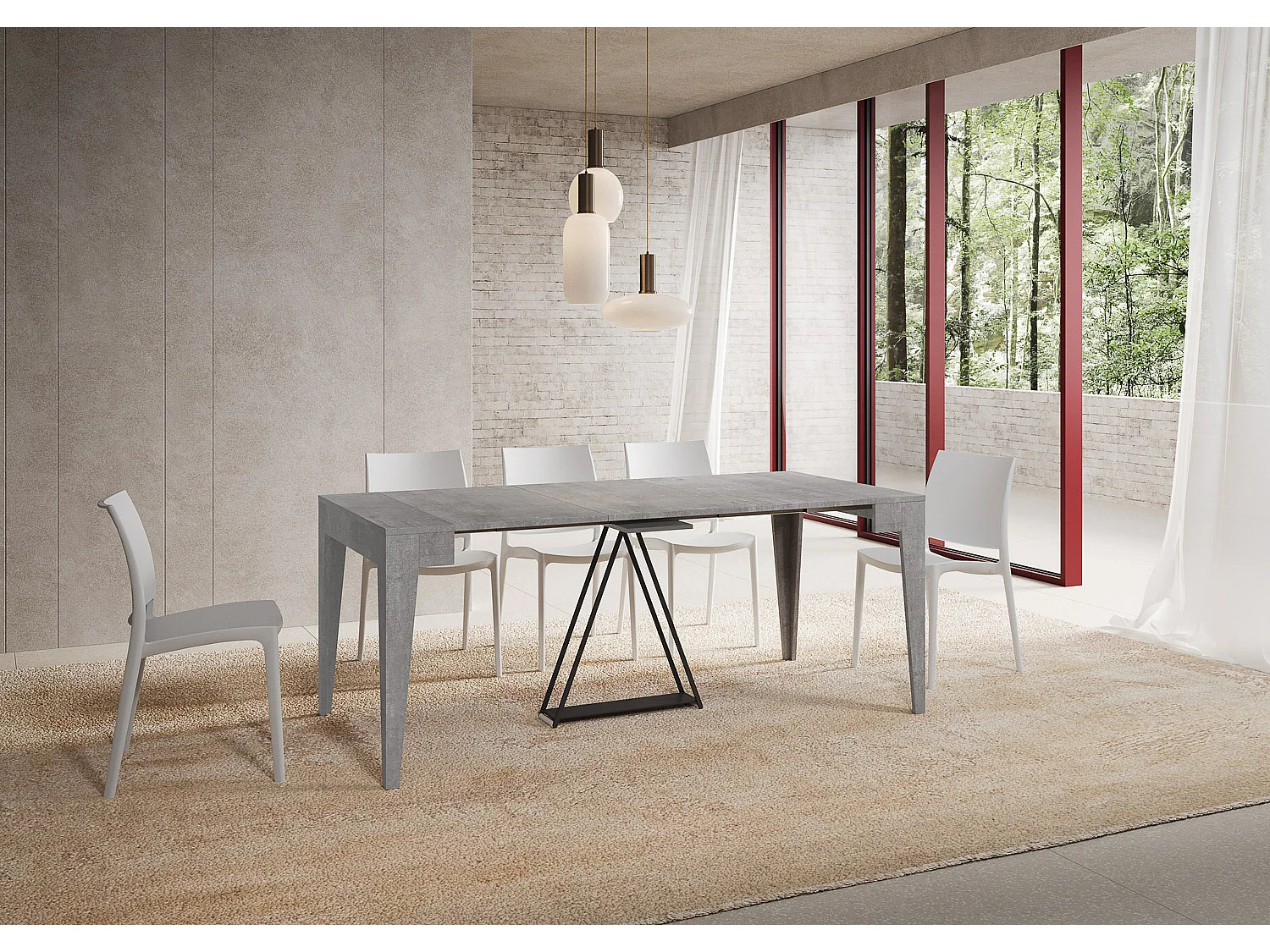 Console extensible 90x42/302 cm Zima gris béton