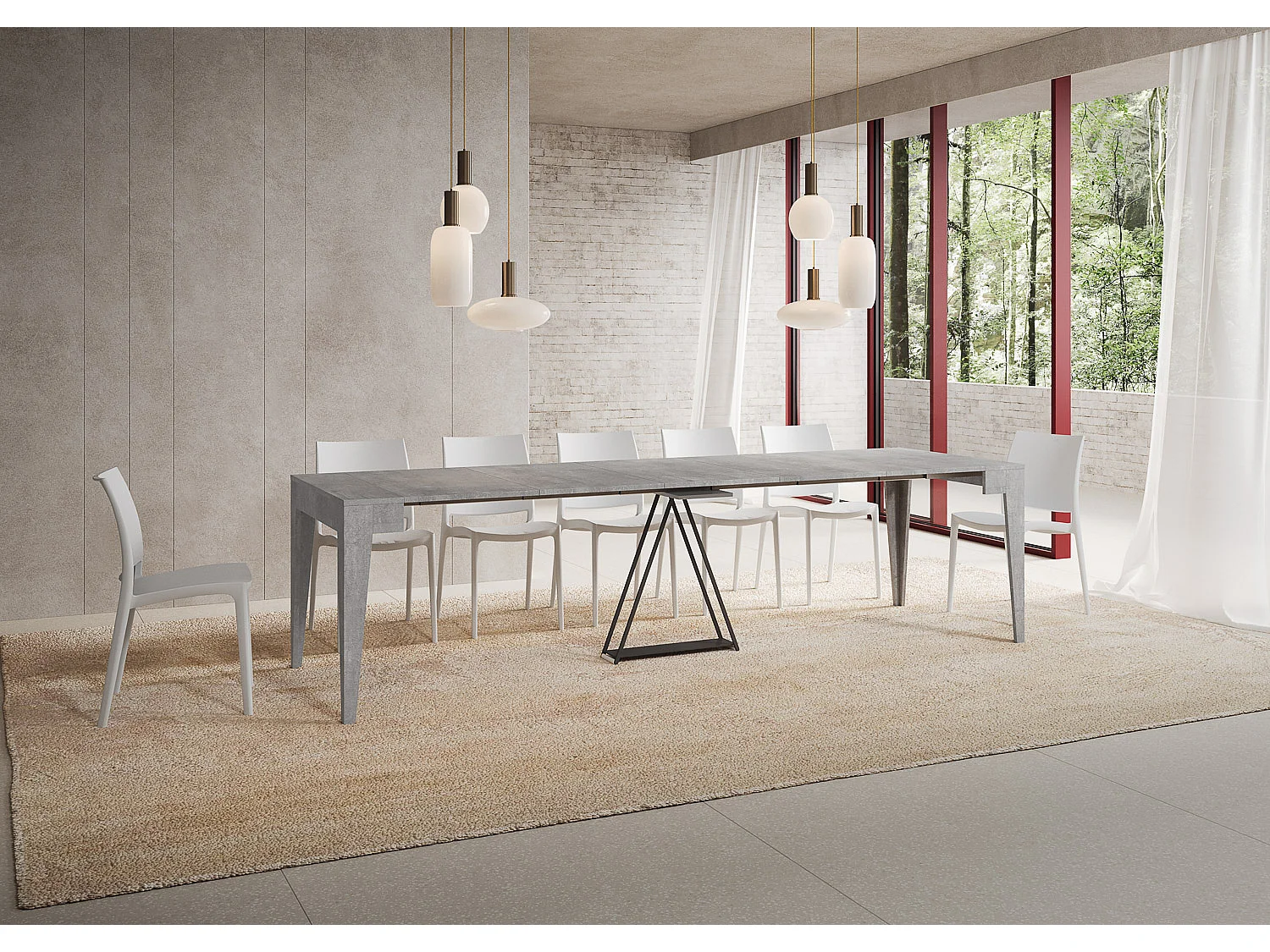 Console extensible 90x42/302 cm Zima gris béton