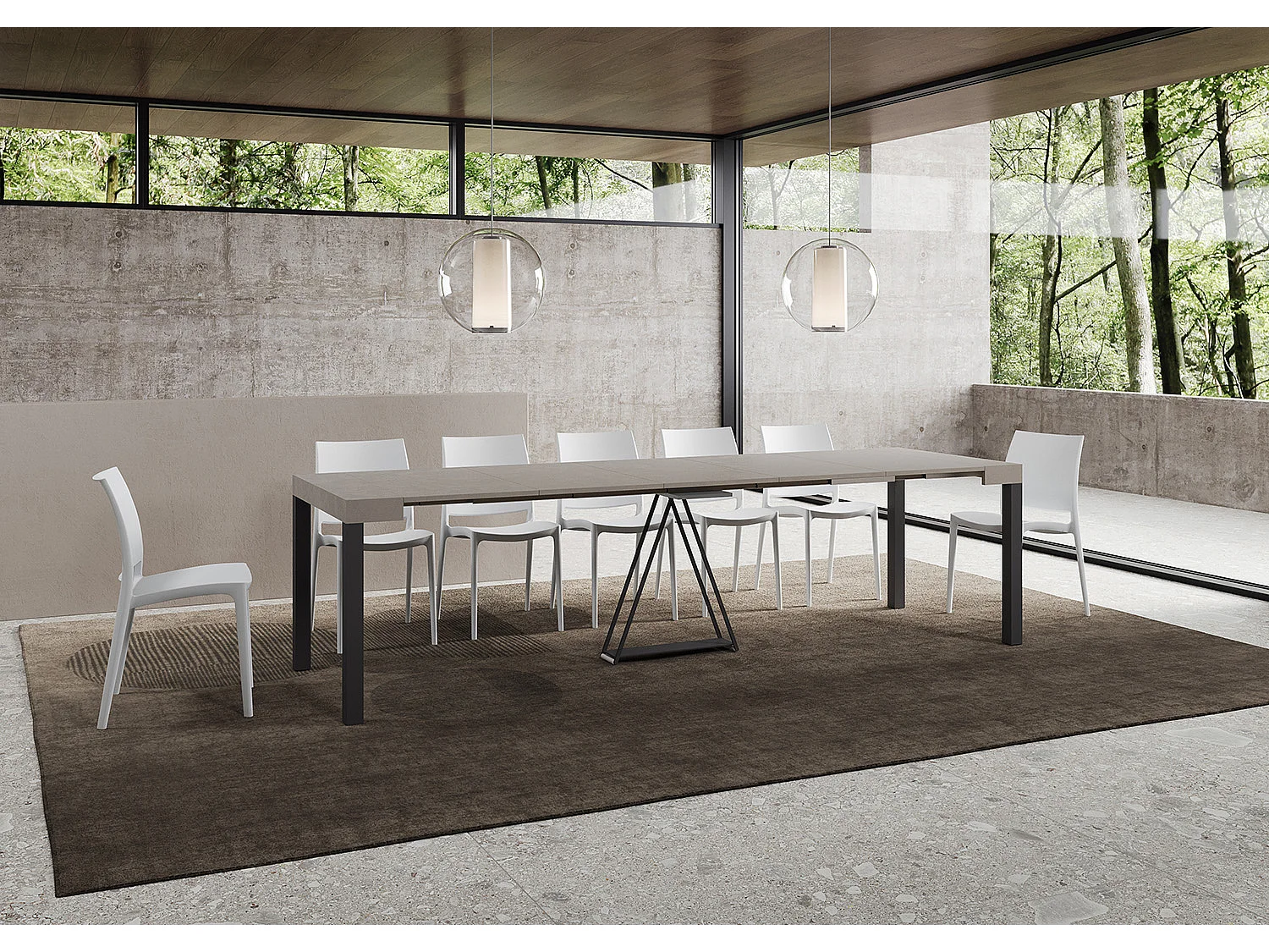 Console extensible 90x40/300 cm Tiris cachemire cadre anthracite