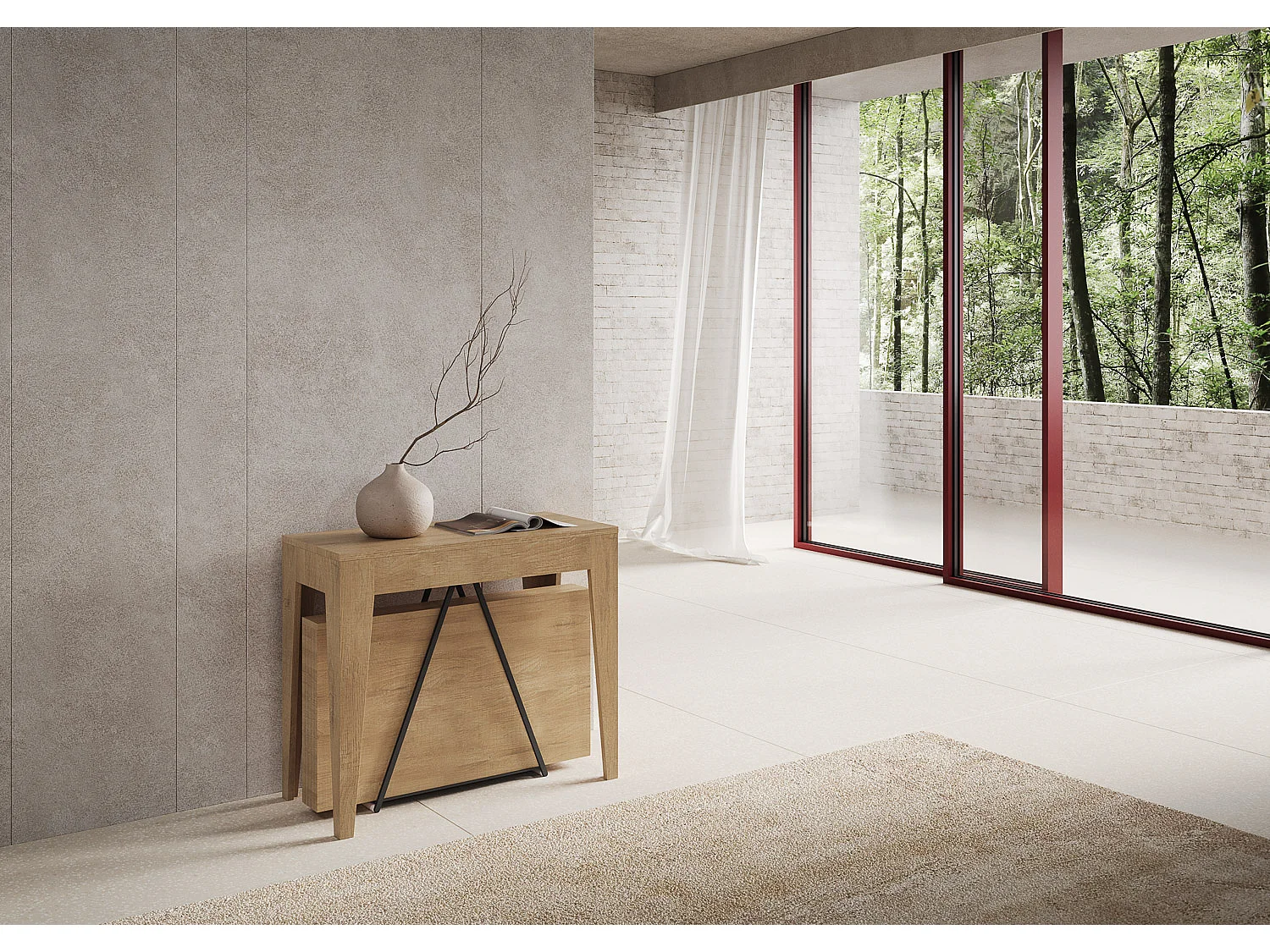Uitschuifbare sidetable 90x42/198 cm Zima Small natuur eiken